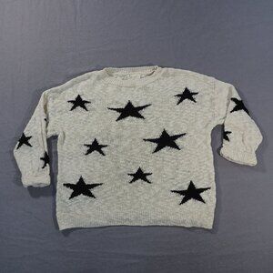 Zara Knitwear Sweater Girls 10 11 Years Large Off White Stars Loose Knit Boho